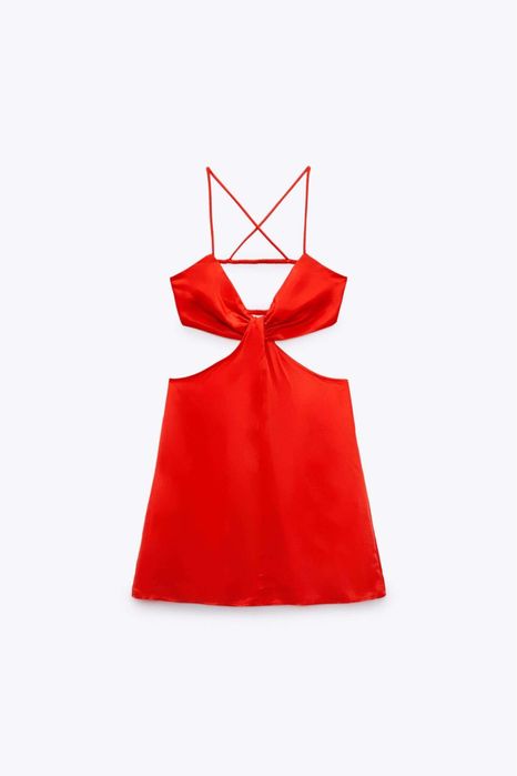 Сатенена рокля с гол гръб Zara S /Зара
