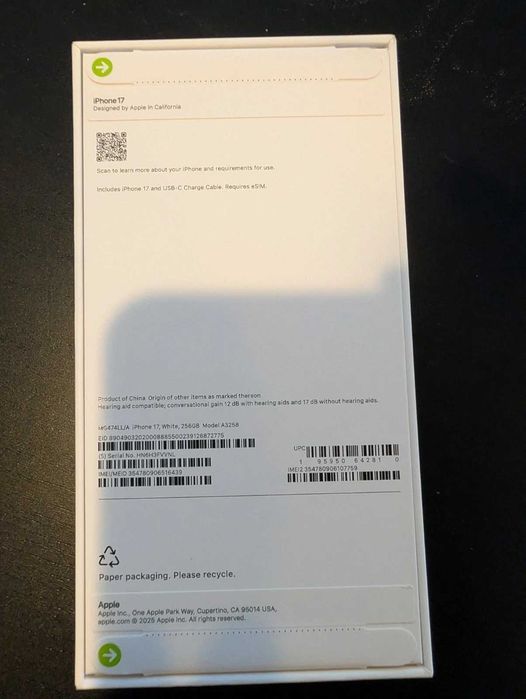 Iphone 17 Белый 256 ГБ