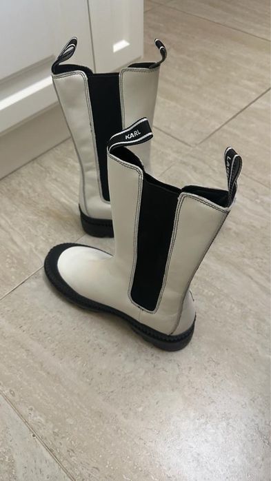 Cizme piele Karl Lagerfeld originale albe noi marime 38