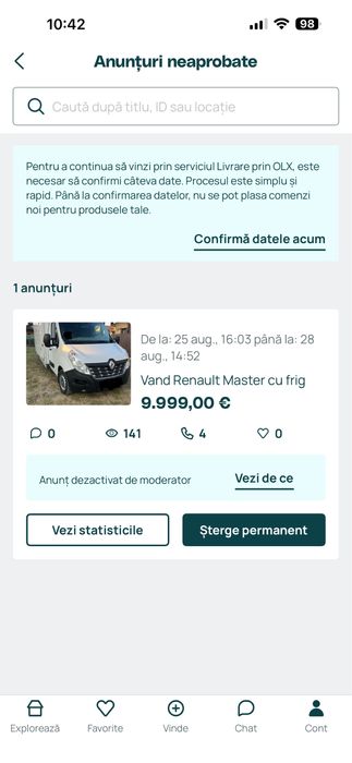 Vand Renault Master 2017 cu frig pe inghet si lift
