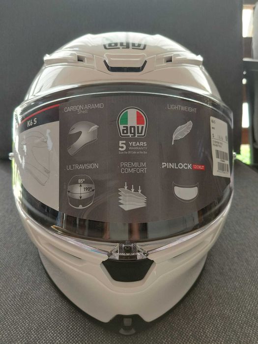 Cască Moto AGV K6 S White – Mărimea S (55-56 cm) – Ca Nouă