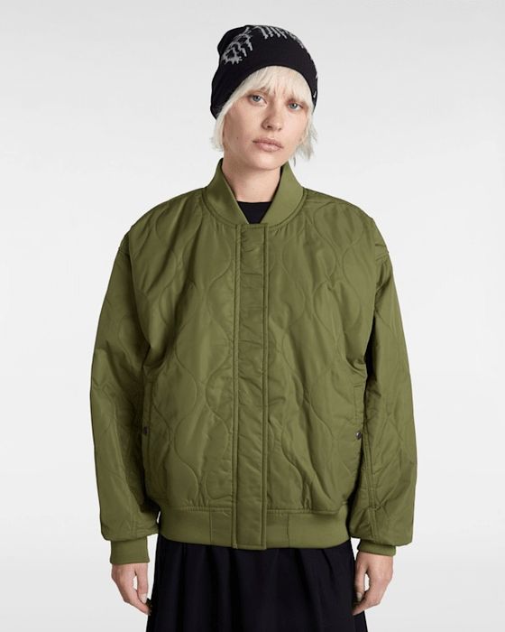 Bennet Quilted Bomber Jacket in Green| Vans ES