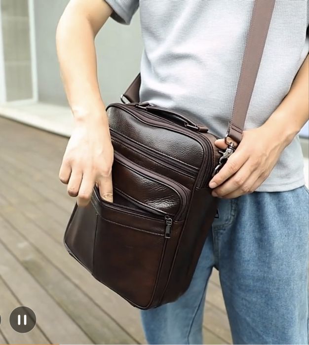 Мъжки големи и практични работни бизнес чанти /Черна и кафява ест.кожа