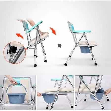 Scaun WC de camera pliabil, reglabil/ inaltime,aluminiu ,max. 180kg