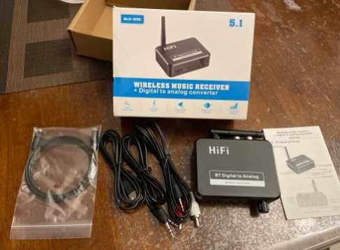 Bluetooth RCA конвертор цифров към аналогов сигнал 3.5мм AUX