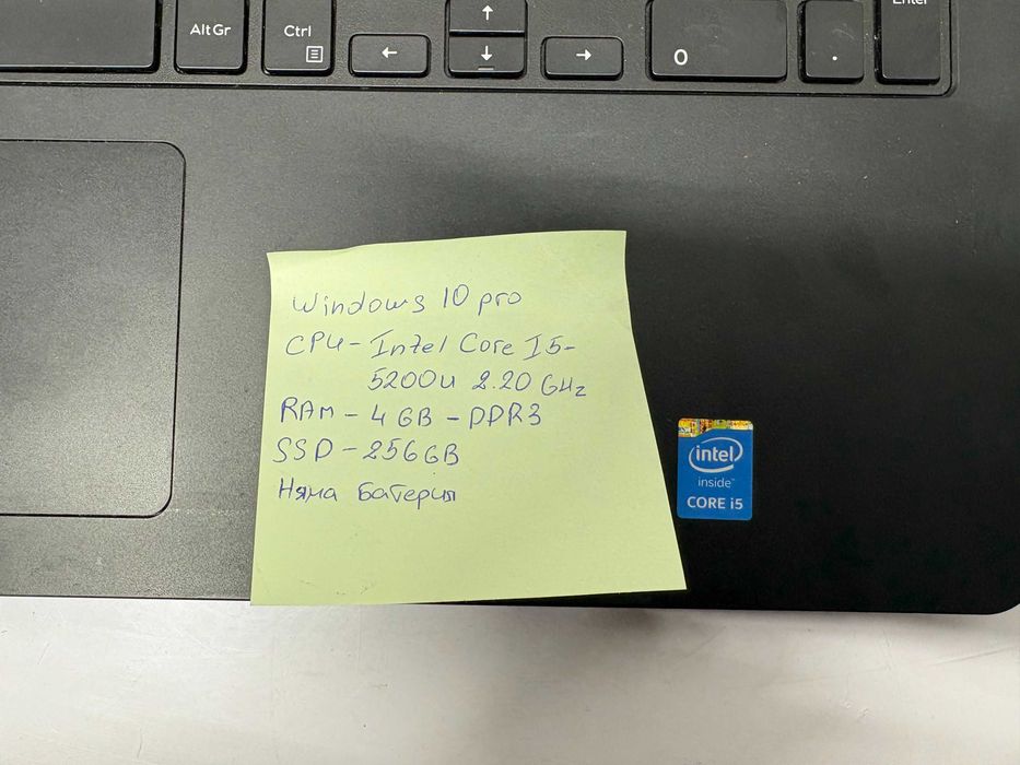 Лаптоп - DELL 3550, Intel core i5 5200U , RAM 4GB DDR3, SSD 256GB / L3