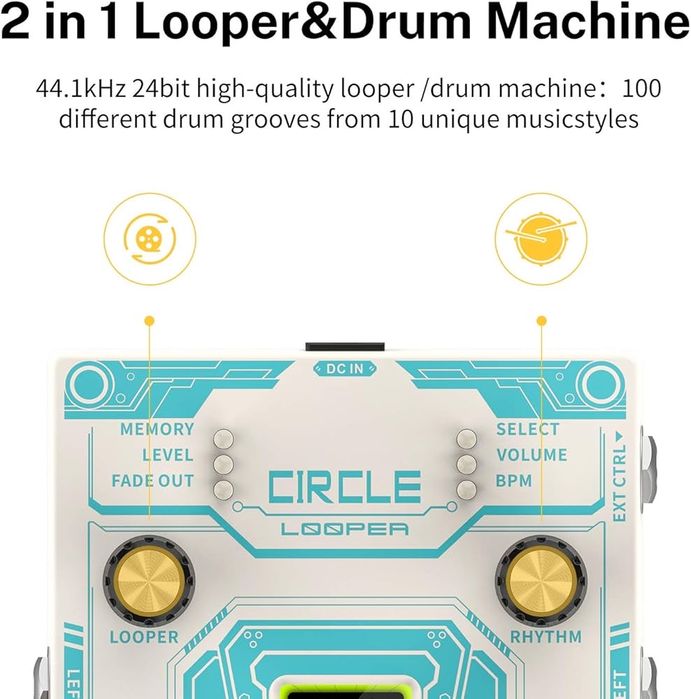 Pedală Donner Circle Loop, pedală stereo looper pentru chitară