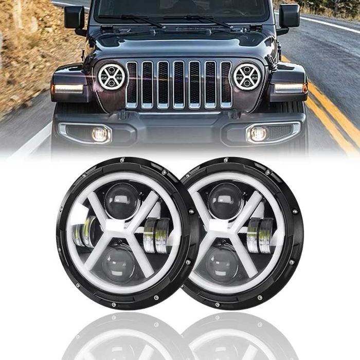 НОВ МОДЕЛ 200W 7 Инчови Диодни Фарове за Lada Niva Jeep Wrangler и др