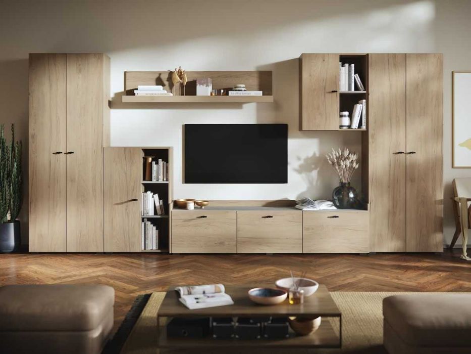 Living Silensia C1 DUO – Mobila sufragerie aspect lemn / bej