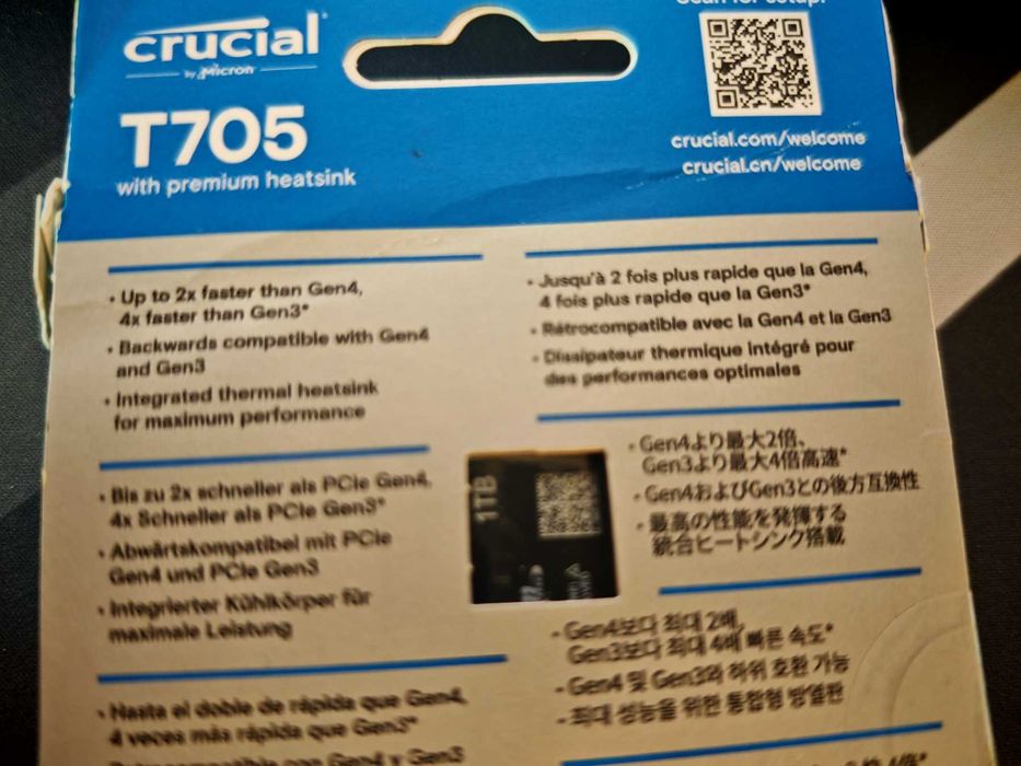 НОВ ! M.2 1TB Crucial T705 NVMe GEN 5 with Heatsink PC/PS5