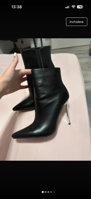 Botine cu toc argintiu Alani