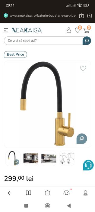 Baterie Bucătărie Ferro Grohe Zumba Auriu Negru Mat Premium Kludi Inox