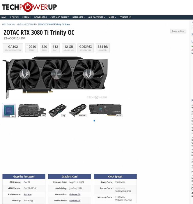 Placa video Gaming ZOTAC RTX 3080 Ti Trinity OC 12GB 384 bit