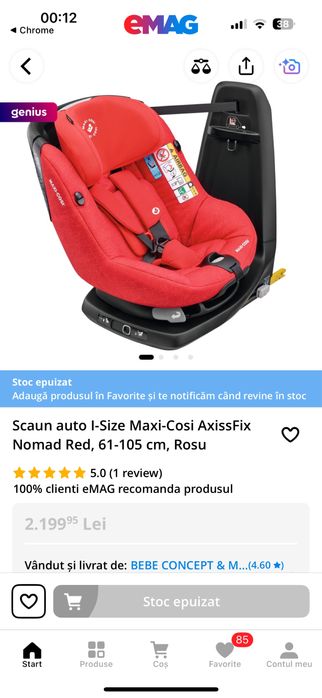 Scaun auto Maxi-Cosi AxissFix Plus, pana la 4 ani