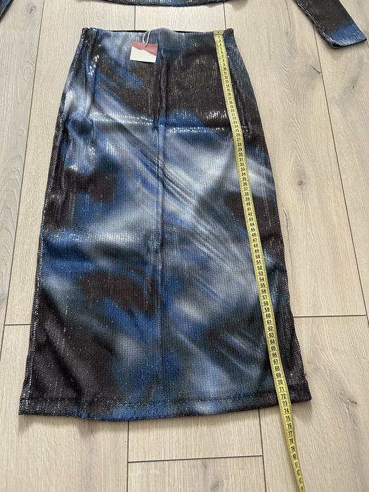 Compleu Jimmy Key XS, bluză + fustă midi cu paiete, nou cu etichetă