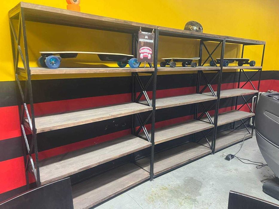 Стеллажи витринные лофт на 4 полки