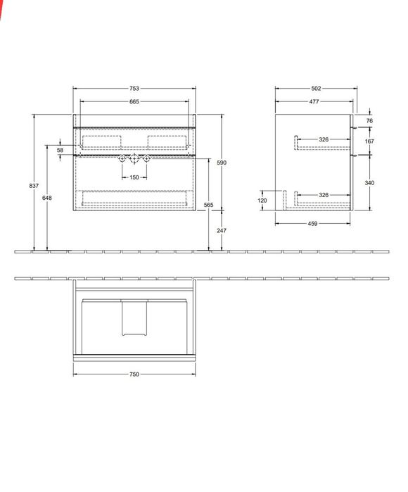 Mobilier baie Villeroy & Boch Venticello 80 cm, nou