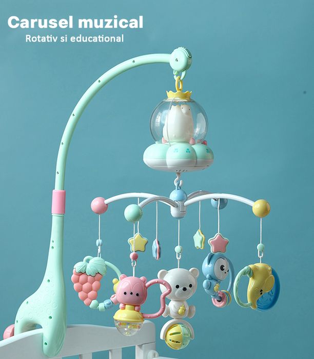 Carusel muzical pentru patut bebe ,Lumini ambientale, Control tactil