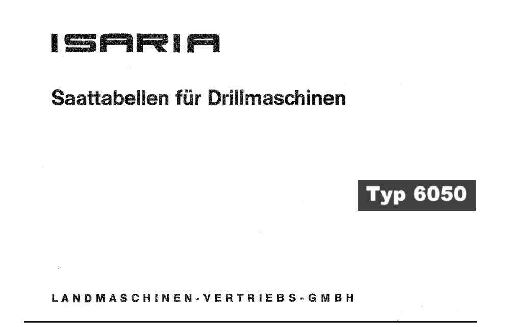 Carte tehnica, manual tabele semanatoare Isaria 2-3m ,tabel de semanat