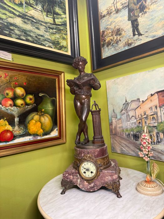 Ceas Vintage Antique – Bronz masiv, Marmura, Sec. XIX