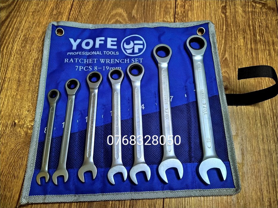 Set 7 Chei Combinate YOFE Profesionale cu Clichet 8-19mm