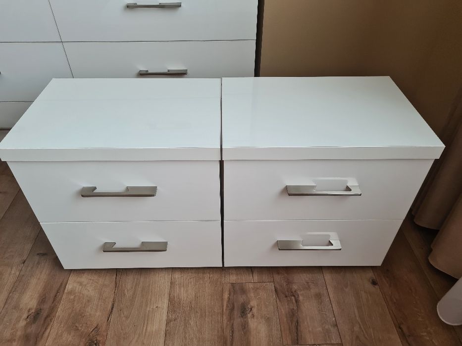 Set noptiere mdf alb lucios
