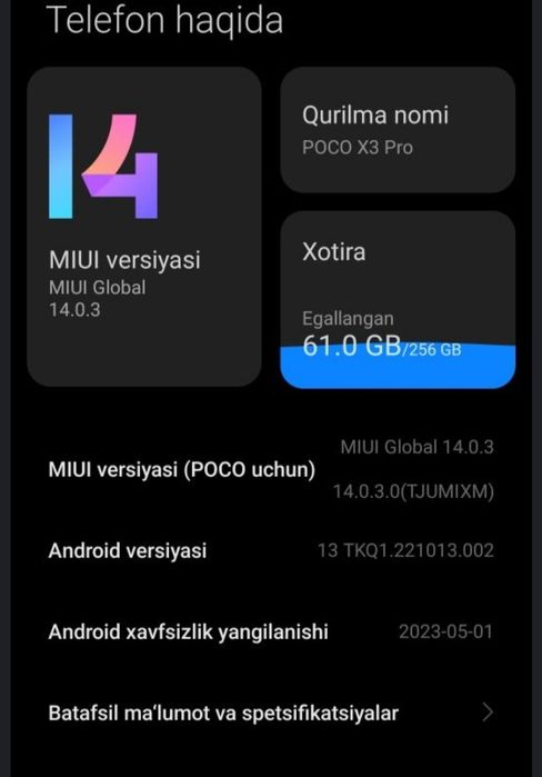 Poco X3 pro 8/256 zur holatda