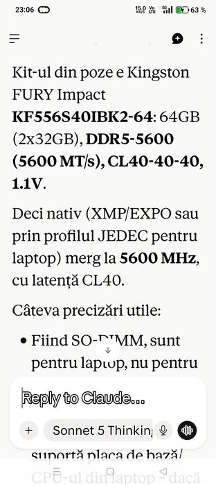 Kit 64 GB DDR5 laptop  5600 CL40