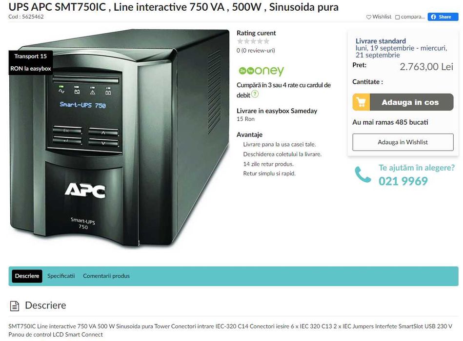 UPS SINUSOIDA PURA, stabilizator, invertor, inclusiv pt CENTRALE TERM.