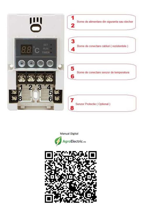 Termostat digital Hibrid 4000w cu senzor , incalzirea rasadnitelor etc