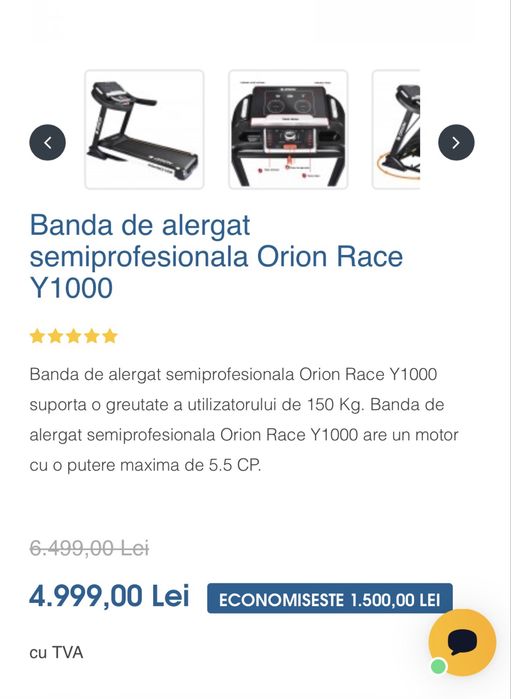 Banda de alergat semiprofesionala Orion Race Y1000
