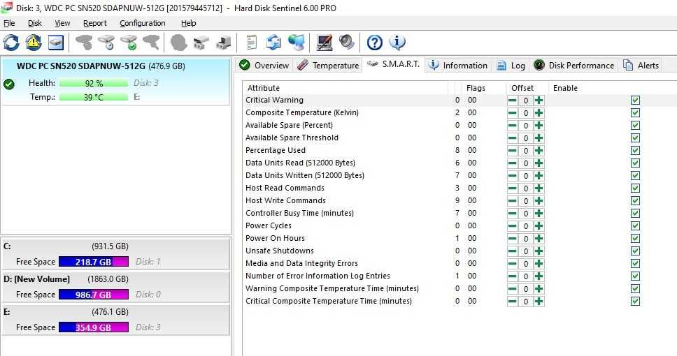 Solid State Drive SSD Western Digital 512GB  PC SN520 NVMe M.2 2280