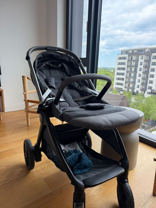 Cărucior 3 în 1 Chicco Bellagio 2 Black Satin + bază ISOFIX – ca nou, 10/10