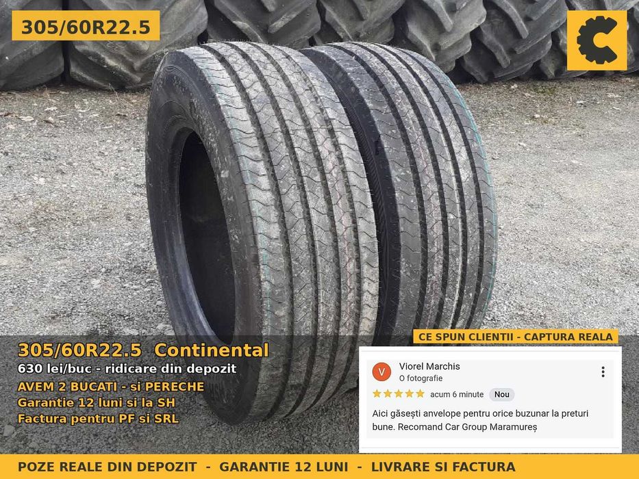 Cauciucuri Anvelope 305/60R22.5 305/60 R22.5 305/60-22.5 305 60 R22.5 30560225 Continental Remorca Implement Flotatie SH Second Hand IEFTIN Oferta