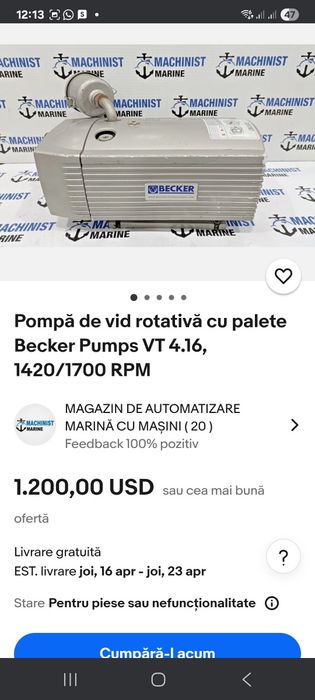 Pompa vid rotativa Becker VT 4.16