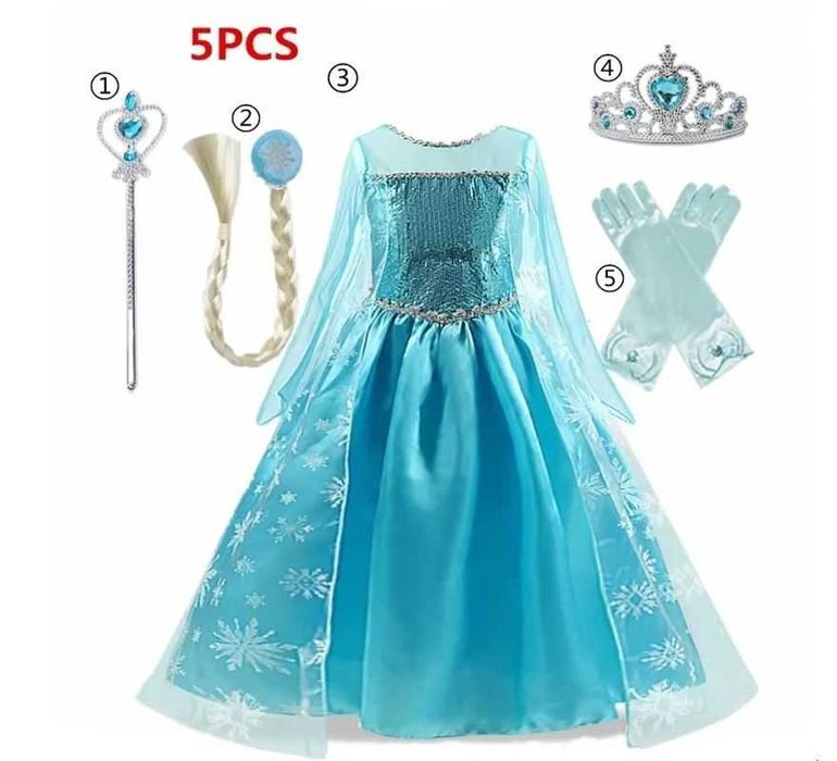 Rochie rochita Elsa Frozen NOUA cu accesorii 3 4 5 6 ani