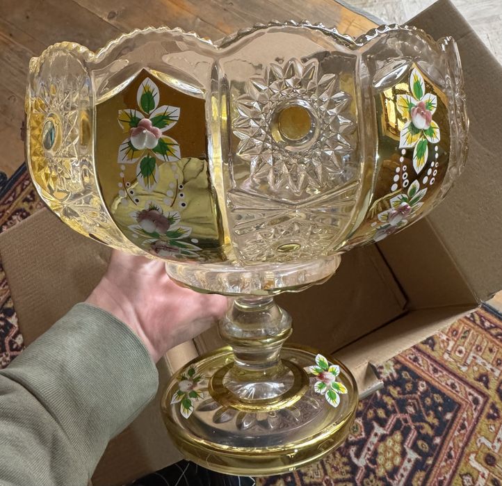 Богемский хрусталь, хрустальная ваза для фруктов, фруктовница