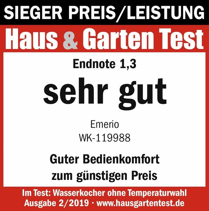 EMERIO Бързоварна кана със стъклен корпус и LED подсветка