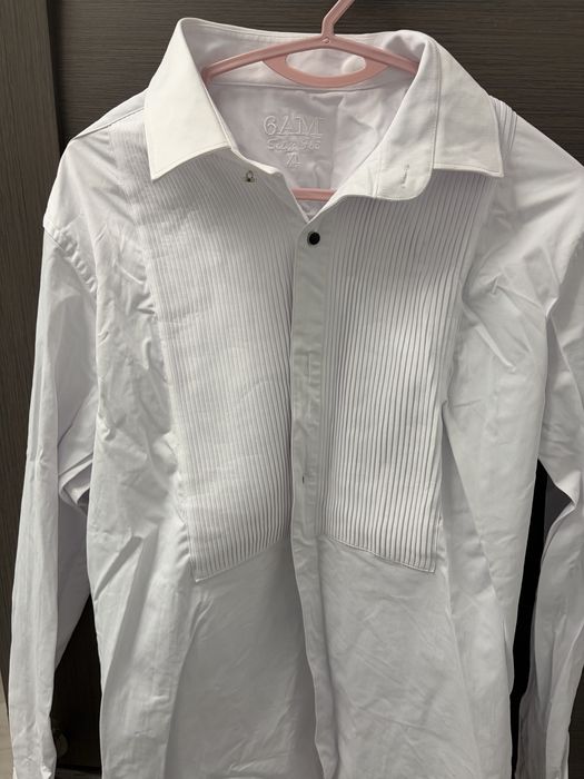Camasa alba 6AM cu plastron 100% bumbac