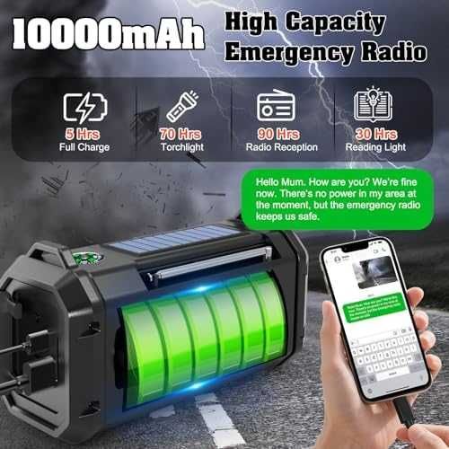 Ново Преносимо аварийно радио AM/FM 10000mAh батерия LED лампа SOS