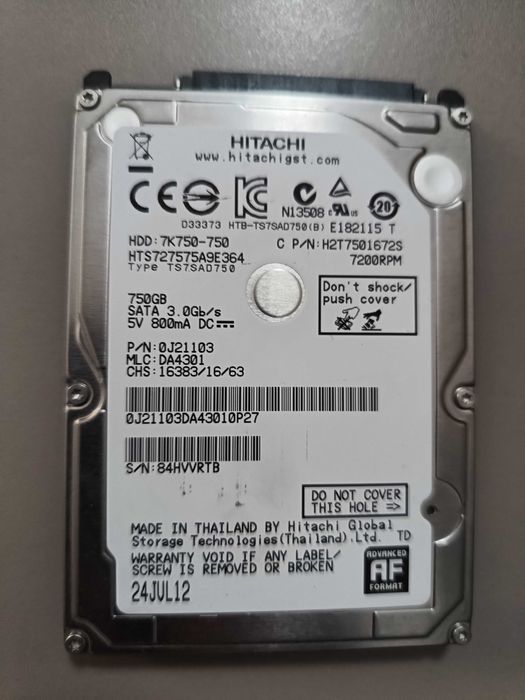 SATA 3 HDD laptop 750 GB