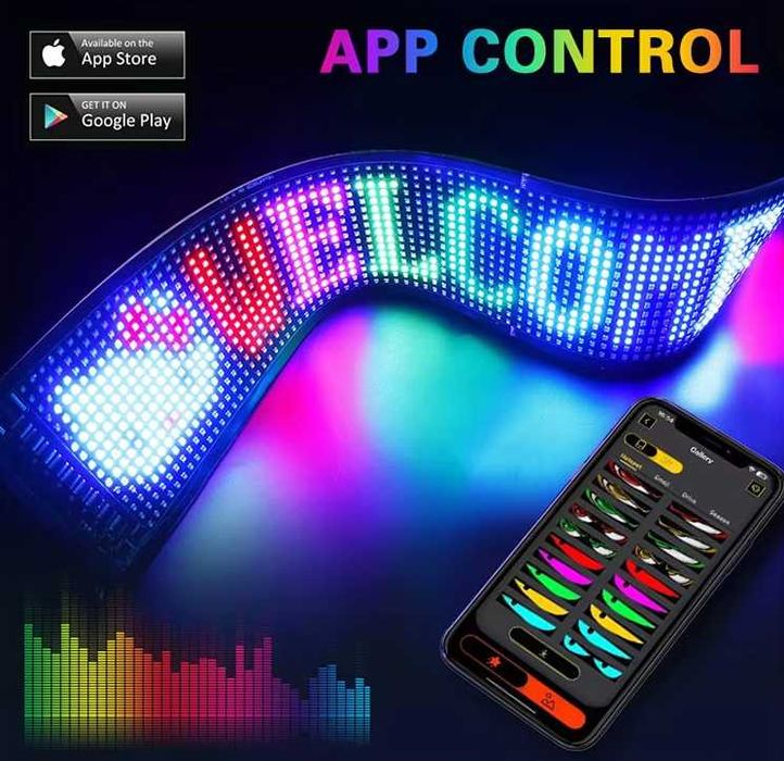 Светещ панел RGB - 59 x 12 cm LED Matrix Pixel ПРОМО !