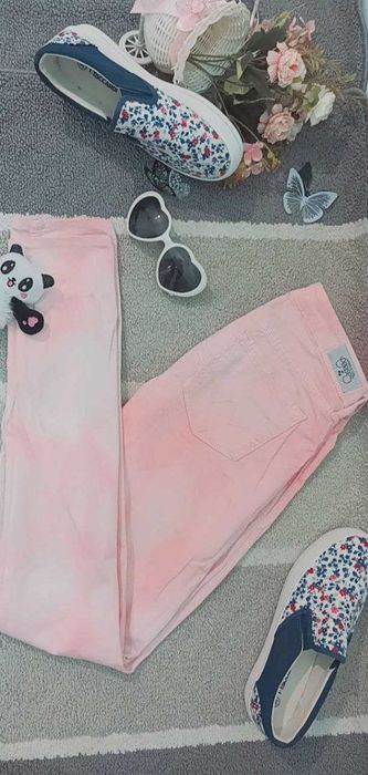 Джинсы голубые и розовые  тай-дай подростковые. Голландия. Рост 164