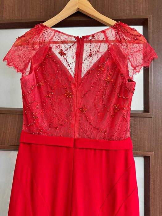 Rochie rosie, lunga si eleganta Tarik Ediz (marime 34-36)