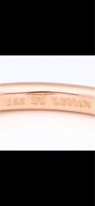 Inel aur roz14ct cu acvamarin si diamante