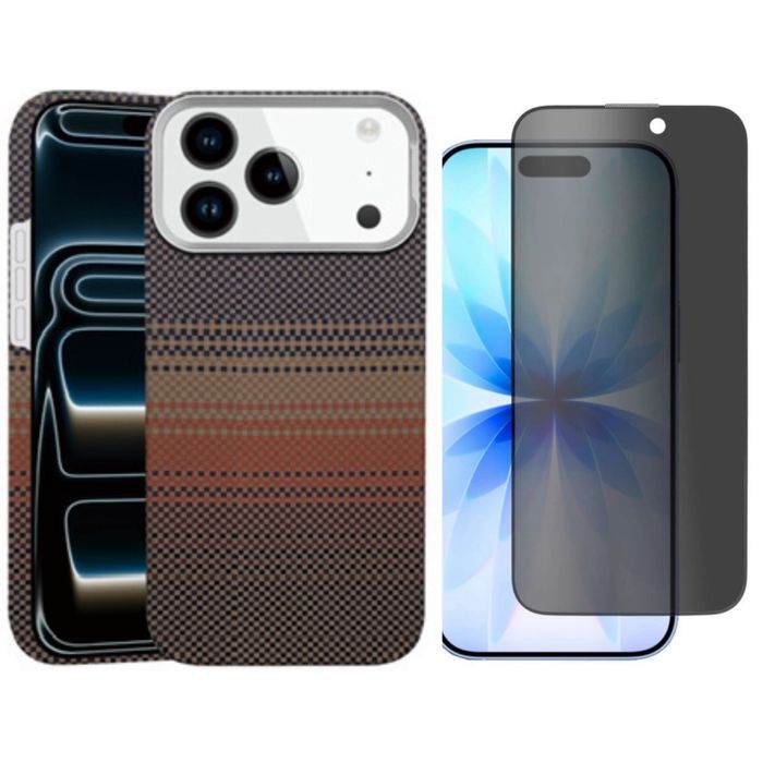Iphone 17 PRO 17 PRO MAX Husa Super Slim Carbon Aramida + Folie Sticla Shock Safe