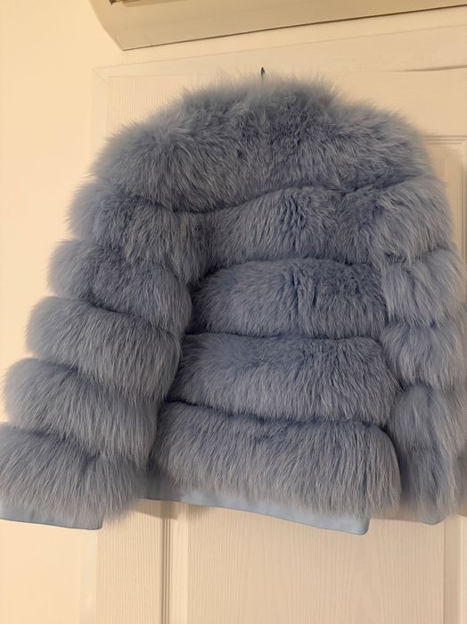 Палто от лисица синьо