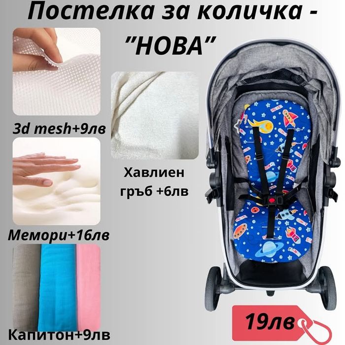 Универсални памучни подложки за детска количка/столче за кола от 19 лв