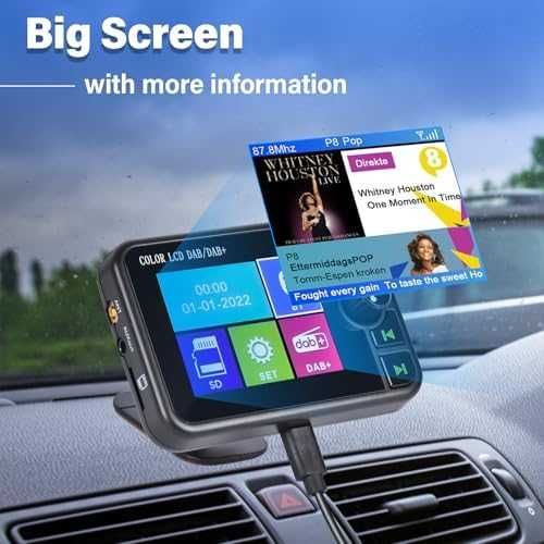 Ново DAB+ Bluetooth FM Трансмитер с LCD и TF/AUX за Авто Радио кола