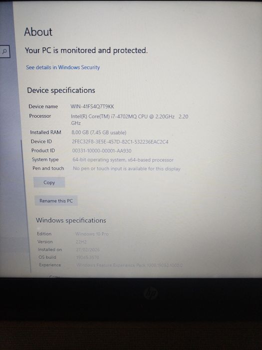 Hp probook650 g1 core 7 4702MQ